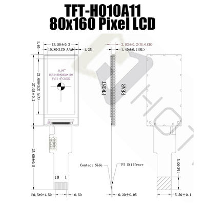 0.96インチ棒タイプTFT LCDのSPIの日光読解可能なTFT 350cd/m2