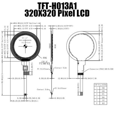 1.3家庭電化製品のためのインチIPSの円形TFTの表示320x320 TFT LCD表示モジュール