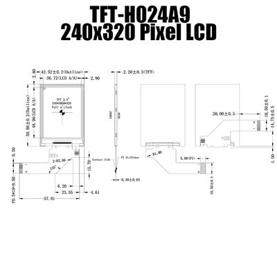耐久の2.4インチの日光読解可能なTFT LCDの表示240x320 TFT-H024A9QVIFT8N20