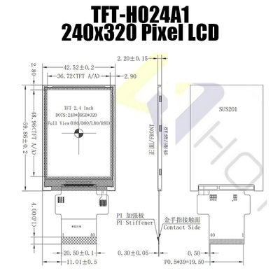 40PIN 2.4インチの日光読解可能なTFTの240x320 TFT LCDのパネルTFT-H024A1QVIST8N40
