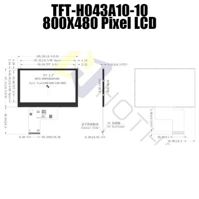 日光の読解可能な4.3インチTFT LCDの表示800x480ピクセルTFT-H043A10SVIST6N40