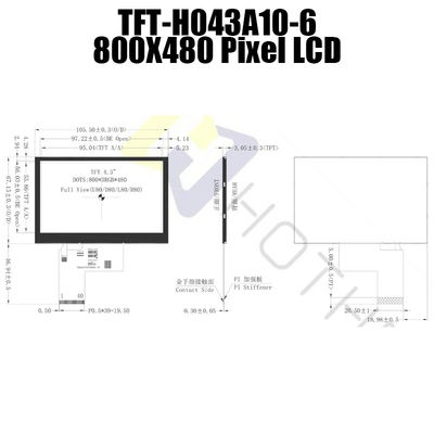 日光の読解可能な4.3インチTFT LCDの表示800x480ピクセルTFT-H043A10SVIST6N40