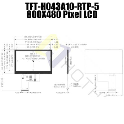 3.3V抵抗LCD 4.3インチ、800x480 LCD TFT 4.3のインチTFT-H043A10SVIST5R40