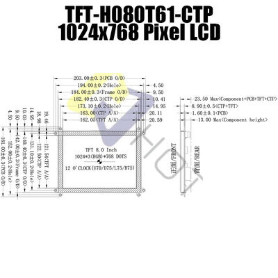 8容量性接触TFT-080T61SVHDVNSDCのインチ1024x768 HDMI LCDのパネル