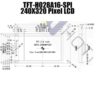 2.8インチ240x320 SPI TFT LCDモジュールST7789Vの日光読解可能なTFT028A16-SPI
