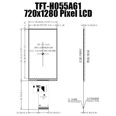 MIPI 720x1280 IPS TFT LCDの表示5.5のインチFT6336G/TFT-H055A61HDINVKN40