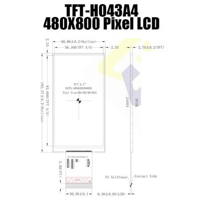 日光読解可能なTFT LCDモジュール4.3のインチ480x800 NT35510 TFT_H043A4WVIST5N60