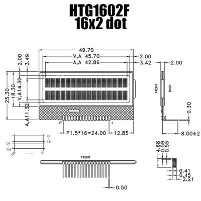 2X16特性のコグLCD|バックライト無しのSTN+の灰色の表示|ST7032I/HTG1602F