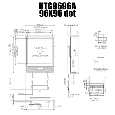 96X96写実的なコグLCD SSD1848|FSTN +白いBacklight/HTG9696Aの表示