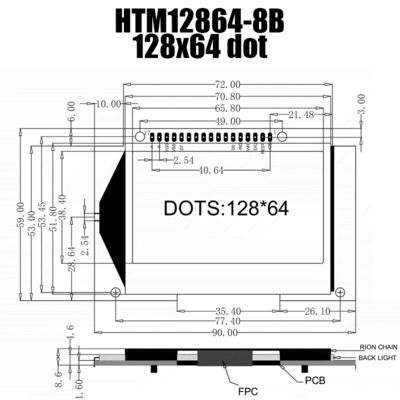 128X64 SPI写実的なLCDの表示、ST7565R黄色いLCD写実的な128x64