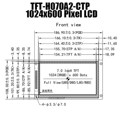 7インチのラズベリーPiのための容量性接触表示IPS 1024x600 RGBインターフェイス