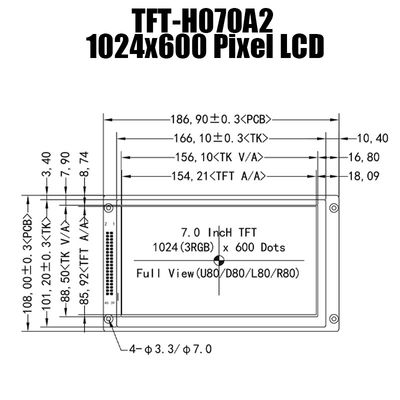 7コントローラ ボードが付いているインチIPS 1024x600 TFT LCDモジュールの表示パネル