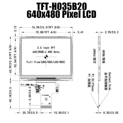 3.5インチIPS 640x480の産業コンピュータのための広い温度TFTの表示パネルST7703