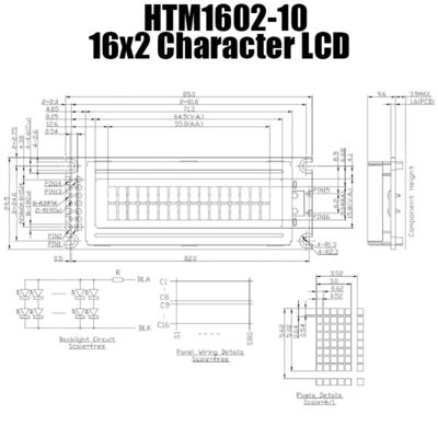 多目的16x2 LCDの表示、黄色緑LCMの表示モジュールHTM1602-10