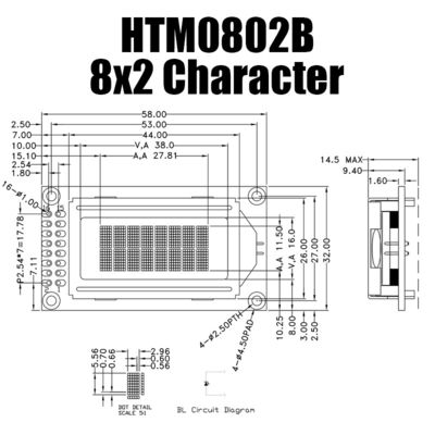 注文STN 8X2の特性LCDは黄色緑の16PIN標準的な穂軸を表示する
