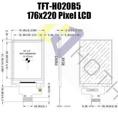 2インチIPS 176x220 TFT LCDの表示Module/128x160ピクセルLCD/TFT-H020B5QCTST2N20