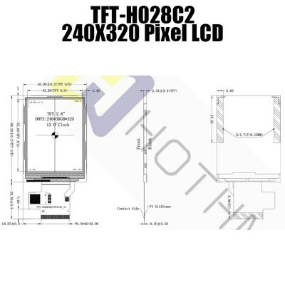 280cd/m2 2.8インチの液晶表示装置モジュール、240x320 TFTのパネル・ディスプレイTFT-H028C2QVTST3N45