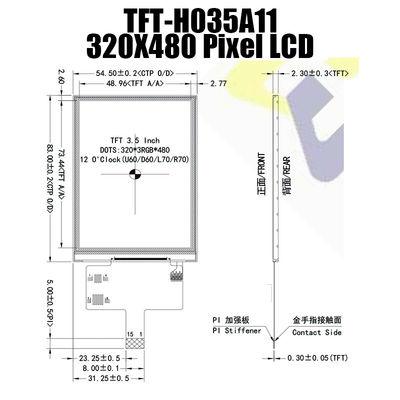耐久財3.5のインチSPI TFTの表示320x480はST7796 ICと点を打つ