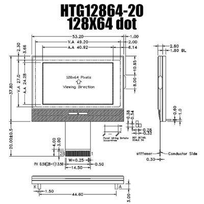 MCUの写実的なコグLCDモジュール128X64 ST7565R FSTNの表示HTG12864-20