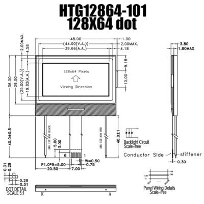 128X64 LCDのコグの表示、UC1601S写実的なLCDのモジュールHTG12864-101