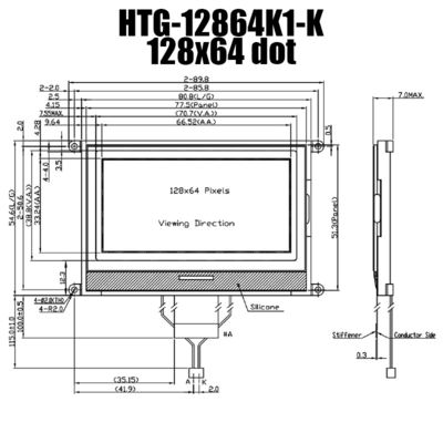 128X64 LCDのコグの表示、肯定的な灰色の反射LCDスクリーンHTG12864K1-K