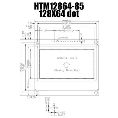 白い側面のバックライトが付いている128X64 SPI FSTN写実的なLCDの表示
