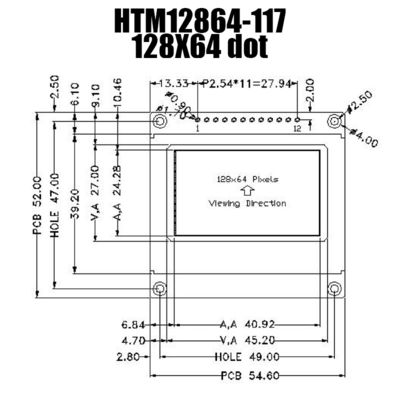 FSTNのグラフィック ディスプレイ モジュール128x64の標準的な穂軸LCDモジュール