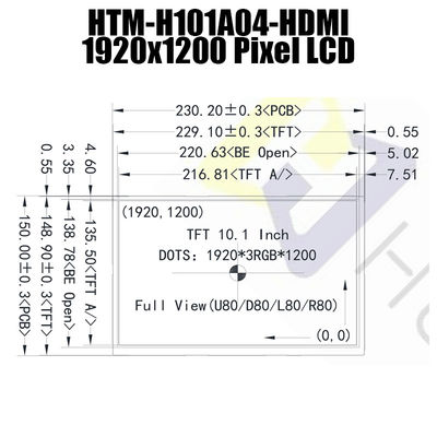 10.1inch 1920x1200 HDMI読解可能なタイプ1.4 IPSのLCD表示の日光の