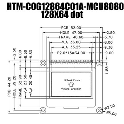 128X64は白い側面のバックライトが付いている写実的なFSTNの穂軸LCDモジュールに点を打つ
