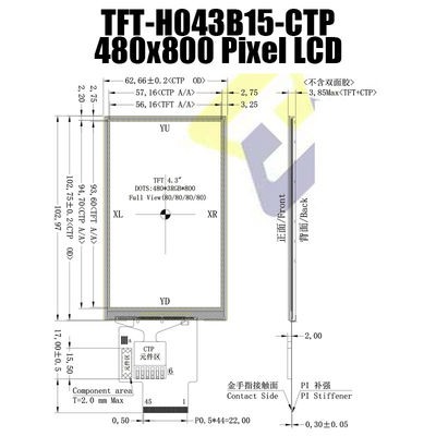 4.3インチIPS SPIの容量性タッチ パネルTFTの表示480x800 Pcapモニター