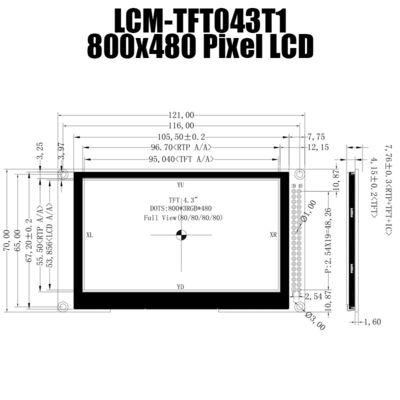 4.3コントローラ ボードSSD1963が付いているインチ800x480 IPS TFT LCDのパネル