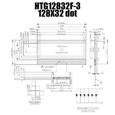 128X32写実的なコグLCD ST7565R|FSTN +灰色Backlight/HTG12832F-3の表示