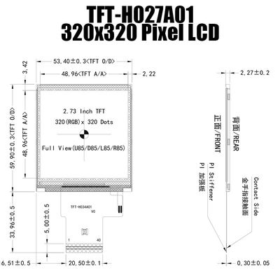 2.7インチ IPS 320x320 読み取れる太陽光 TFT ディスプレイ パネル MCU 産業制御用